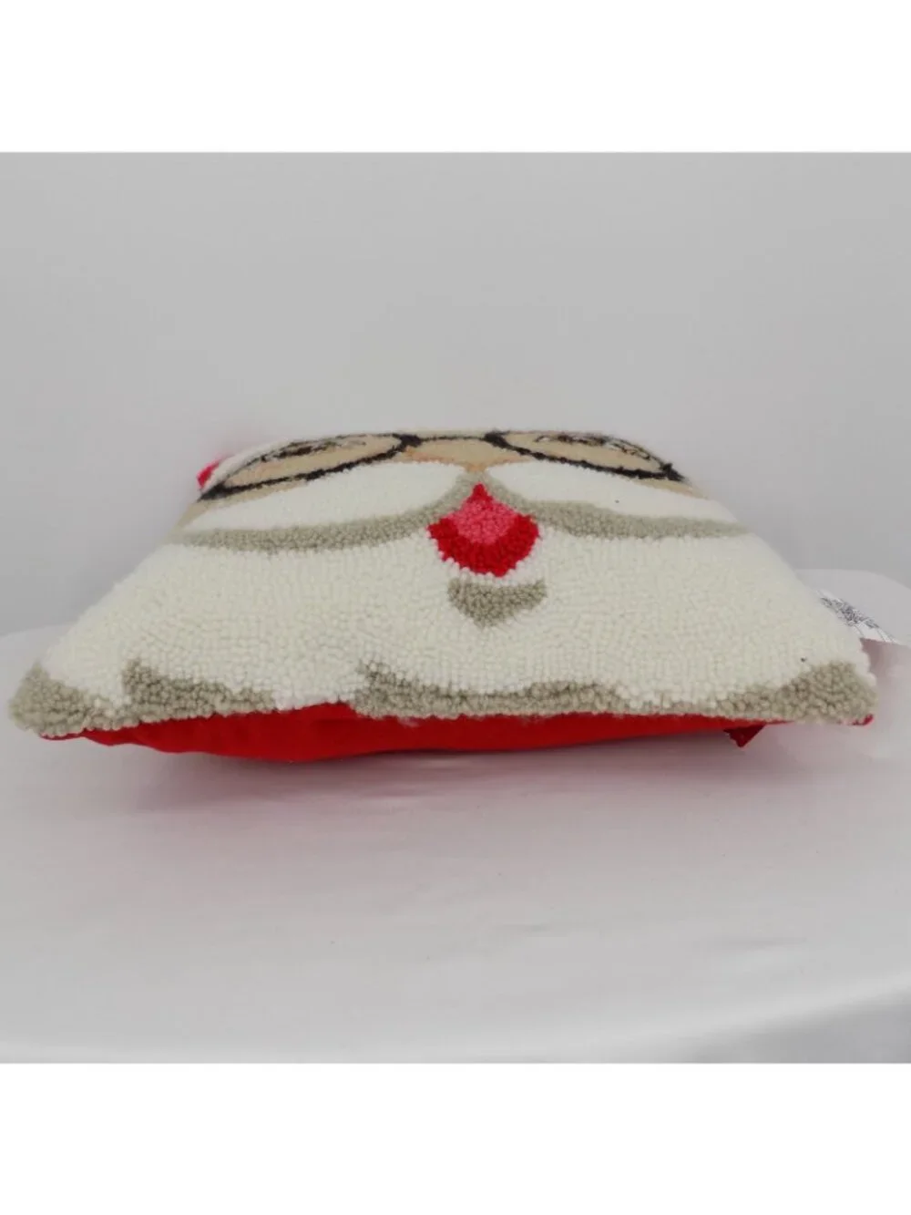 Santa Claus Face Throw Pillow Glasses Red Hat Decorative 16 x 16 Christmas New